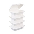  | Boardwalk HL-96BW 9 in. x 6 in. x 3.19 in. 1-Compartment Hinged-Lid Sugarcane Bagasse Food Containers - White (125/Sleeve, 2 Sleeves/Carton) image number 2