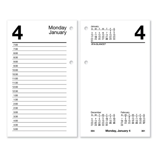  | AT-A-GLANCE E717T-50 3.5 in. x 6 in. 12-Month (Jan to Dec) 2025 Desk Calendar Refill with Tabs - White Sheets image number 0