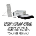 Office Jansan | Durable 561201 InstaView Expandable Desktop Reference System with 10 Panels - Black/White image number 7