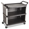  | Rubbermaid Commercial FG409300BLA 40.63 in. x 20 in. x 37.81 in. 300 lbs. Capacity 3 Shelves Plastic Xtra Utility Cart with Enclosed Sides and Back - Black image number 0