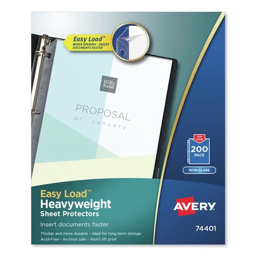 Office Jansan | Avery 74401 Heavyweight Top-Load Poly Sheet Protectors - Letter, Nonglare (200/Box) image number 0