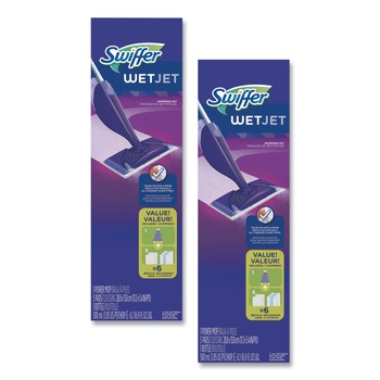 Swiffer WetJet 11 in. x 5 in. Cloth Head 46 in. Aluminum Plastic Handle Mop - White/Purple/Silver (2/Carton)