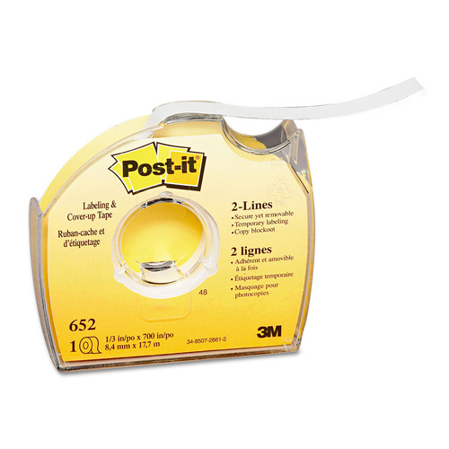  | Post-it 652 Labeling & Cover-Up Tape, Non-Refillable, 1/3-in X 700-in (1-Roll) image number 0