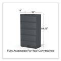  | Alera 25499 36 in. x 18.63 in. x 67.63 in. 5 Lateral File Drawer - Legal/Letter/A4/A5 Size - Charcoal image number 6