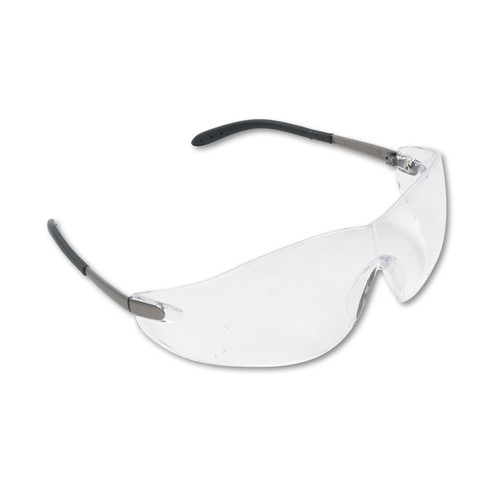 Safety Glasses | MCR Safety S2110 Clear Lens Blackjack Wraparound Chrome Plastic Frame Safety Glasses image number 0