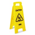 Safety Equipment | Rubbermaid Commercial FG611200YEL 11 in. x 12 in. x 25 in. Multilingual "Caution" Floor Sign - Bright Yellow image number 0