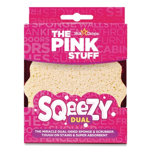 Cleaning & Janitorial Supplies | The Pink Stuff RST823773 4 in. x 5.3 in. Sqeezy Dual-Sided Sponge and Scrubber - Pink/Ivory image number 0