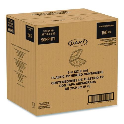 Food Trays, Containers, and Lids | Dart 90PPHT1 9 in. x 8.75 in. x 3 in. ProPlanet Microwaveable Plastic Hinged Containers - Clear (150/Carton) image number 0