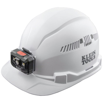 HARD HATS | Klein Tools 60113RL Vented Cap-Style Hard Hat with Rechargeable Headlamp - White
