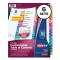 Office Jansan | Avery 11197 Ready Index 11 in. x 8.5 in. 15-Tab 1 to 15 Customizable TOC Dividers - Multicolor Tabs/White (6/Pack) image number 0