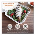 Food Trays, Containers, and Lids | World Centric TO-SC-U9T-LFP 9.3 in. x 9 in. x 3.3 in. 3-Compartment Paper Fiber Hinged Containers - Natural (300/Carton) image number 2