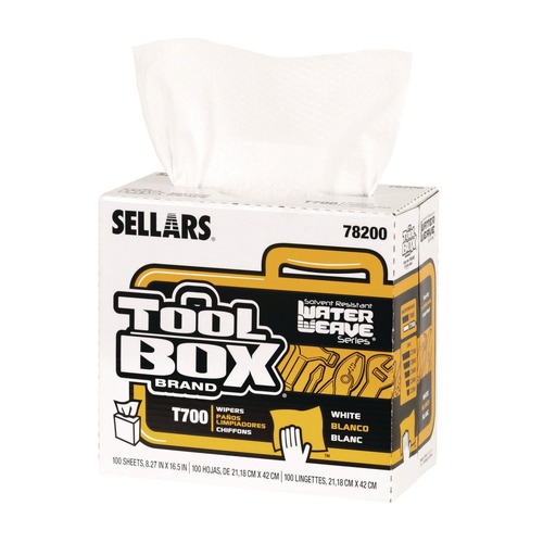 Cleaning & Disinfecting Wipes | Sellars 78200 1-Ply 8.27 x 16.5 TOOLBOX WaterWeave T700 Wipers - White (8/Carton) image number 0