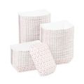Food Trays, Containers, and Lids | Boardwalk BWK30LAG025 2.69 in. x 1.05 in. x 4 in. 0.25 lbs. Capacity Paper Food Baskets - Red/White (1000/Carton) image number 1