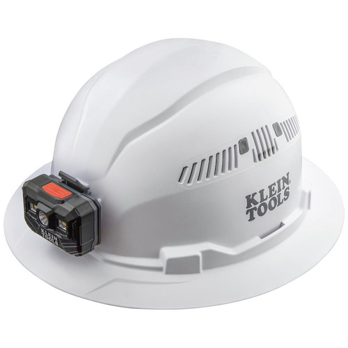 Klein Tools 60407RL Vented Full Brim Hard Hat with Rechargeable Headlamp - White image number 0