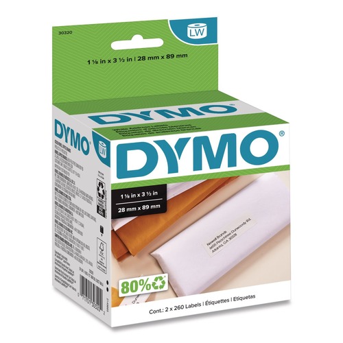 Office Jansan | DYMO 30320 LabelWriter 1.12 in. x 3.5 in. Address Labels - White (2/Box) image number 0