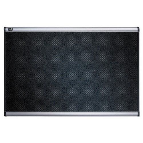 Office Jansan | Quartet B343A Prestige 36 in. x 24 in. Embossed Foam Bulletin Board - Black/Silver image number 0