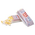 Food Trays, Containers, and Lids | Bagcraft 300471 Pinch-Bottom Paper Popcorn Bag - Blue/Red/White (1000/Carton) image number 2