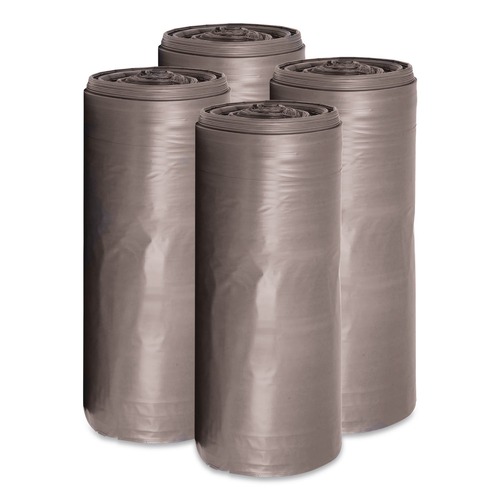 Trash Bags | Boardwalk H6639SGKR01 33 Gallon 1.1 mil 33 in. x 39 in. Perforated Roll Low-Density Can Liners - Gray (25 Bags/Roll, 4 Rolls/Carton) image number 0