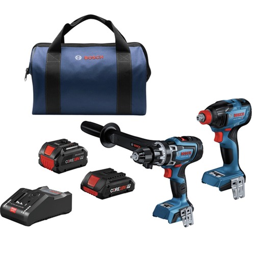 Combo Kits | Factory Reconditioned Bosch GXL18V-260B26-RT 18V Brushless Lithium-Ion 1/2 in. Cordless Hammer Drill Driver and Bit/Socket Impact Driver/Wrench Combo Kit with 2 Batteries (8 Ah/4 Ah) image number 0