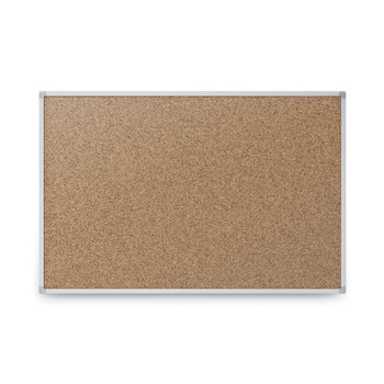 Mead Economy 24 x 18 Cork Board with Aluminum Frame - Tan Surface/Silver Aluminum Frame