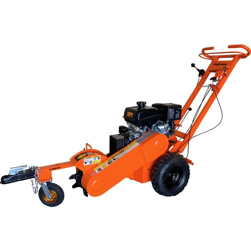 Chipper Shredders | Power King PK0803-SP 14 HP Powered by KOHLER Command PRO Gas Engine Electric Start 12 in. x 3.5 in. Self-Propelled Stump Grinder with (9) Extra Teeth/Tow Bar/Cover image number 0