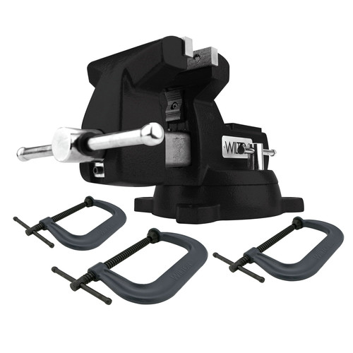 Vises | Wilton 21500K Holding Strong Kit, Black 746 Mechanics Vise & 3-Piece 400 Series C-Clamp Set image number 0