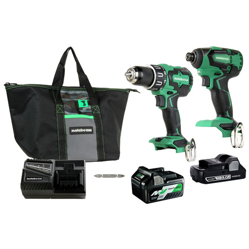 Combo Kits | Metabo HPT KC18DBFL2TM 18V Lithium-Ion Brushless 1/2 in. Cordless Hammer Drill and 1/4 in. Cordless Impact Driver Combo Kit with (1) 3 Ah and (1) 5 Ah Batteries image number 0