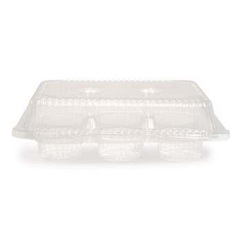 Plastifar Bakery Containers, Muffin/Cupcake, 7.25 x 9.88 x 3.13, Clear, 250/Carton