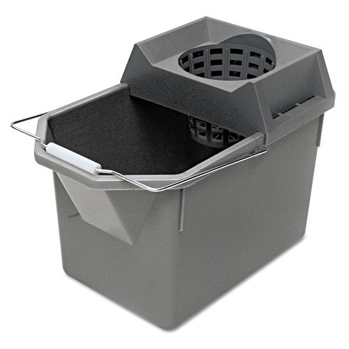  | Rubbermaid Commercial FG619400STL 15 qt. Pail/Strainer Combination - Steel Gray image number 0