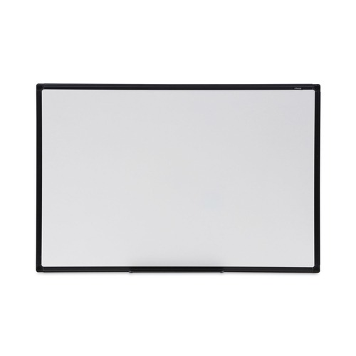 Office Jansan | Universal UNV43628 36 in. x 24 in. Design Series Deluxe Dry Erase Board - White Surface, Black Anodized Aluminum Frame image number 0