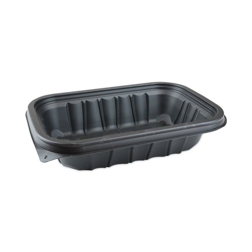 Pactiv Corp. 24 oz. 8.66 in. x 5.75 in. x 1.97 in. EarthChoice Entree2Go Takeout Container - Plastic, Black (300/Carton)