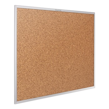 Quartet 36 in. x 24 in. Classic Series Cork Bulletin Board - Tan Surface, Silver Anodized Aluminum Frame