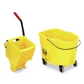 Mop Buckets | Rubbermaid Commercial FG758088YEL 35 qt. WaveBrake 2.0 Side-Press Plastic Bucket/Wringer Combos - Yellow image number 0
