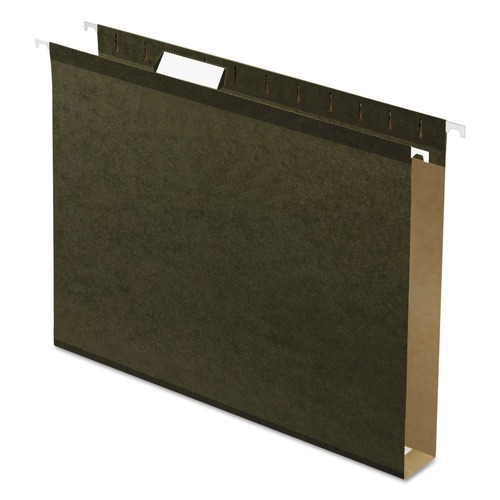 File Folders | Pendaflex 04152X1 1 in. Extra Capacity 1/5-Cut Tabs Reinforced Hanging Letter File Folders with Box Bottom - Green (25/Box) image number 0