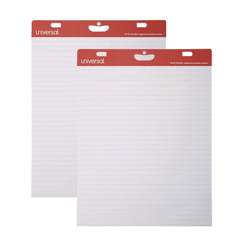 Mothers Day Sale! Save an Extra 10% off your order | Universal UNV45602 27 in. x 34 in. Renewable Resource Sugarcane Based Easel Pads - Ruled, White (50 Sheets/Pad, 2 Pads/Carton) image number 0