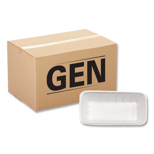 Food Service | GEN 10KWH 10.75 in. x 5.95 in. x 1.87 in. No. 10K Foam Meat Trays - White (250/Carton) image number 0