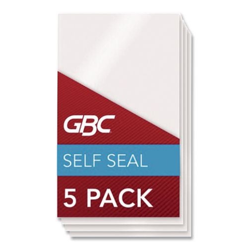 Laminating Supplies | GBC 3745165CF SelfSeal 2.88 in. x 4.63 in. 8 mil Self-Adhesive Laminating Pouches and Single-Sided Sheets - Gloss Clear (5/Pack) image number 0