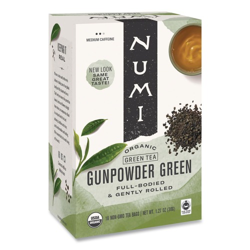 Numi 1.27 oz. Organic Teas and Teasans - Gunpowder Green (18/Box)