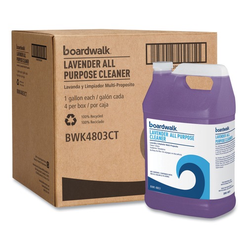 All-Purpose Cleaners | Boardwalk 053000-41ESSN 128 oz. Bottle All Purpose Cleaner - Lavender Scent (4/Carton) image number 0