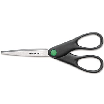 Westcott 7 in. Long 2.75 in. Cut Length KleenEarth Scissors - Straight Black Handle