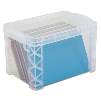 Advantus Holds (500) 4 in. x 6 in. Cards 7.25 in. x 5 in. x 4.75 in. Plastic Super Stacker Storage Boxes - Clear