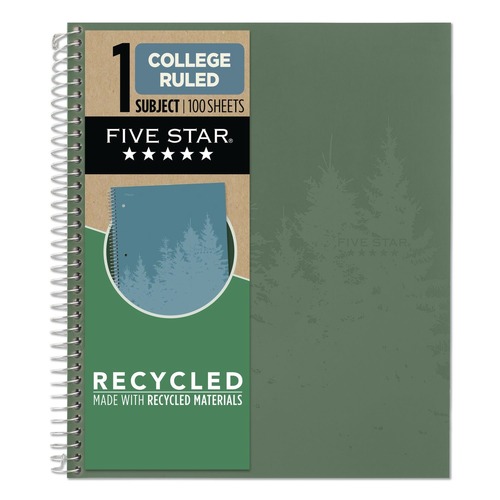 Notebooks & Pads | Five Star 820053 11 in. x 8.5 in. Sheets Medium/College Rule 1-Subject Recycled Notebook - Randomly Assorted Cover Color image number 0