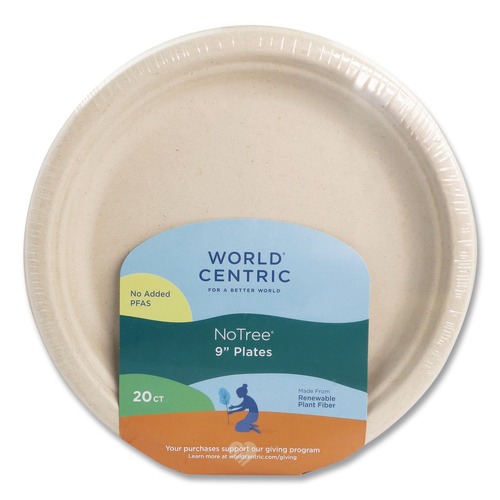Bowls and Plates | World Centric PLRT-SC-U9 9 in. Diameter Fiber Plates - Natural (20/Pack) image number 0