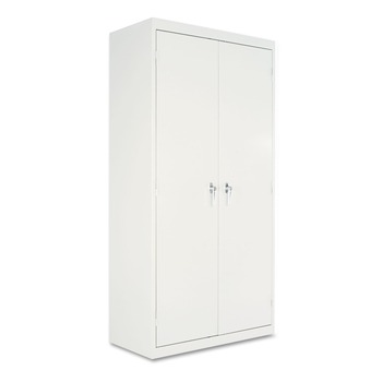 Alera CM7218LG 36 in. x 18 in. x 72 in. Heavy-Duty Welded Storage Cabinet with 4 Adjustable Shelves - Light Gray