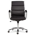  | Alera ALENR4219 Neratoli Series Supports Up to 275 lbs. Mid-Back Slim Profile Faux Leather Chair - Black Seat/Back, Chrome Base image number 0