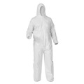 Bib Overalls | KleenGuard 38939 A35 Liquid and Particle Protection Coveralls Hooded - X-Large, White (25/Carton) image number 0