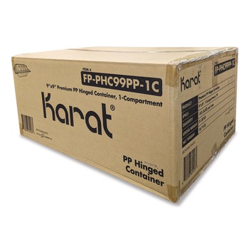 Karat FP-PHC99PP-1C Polypropylene Plastic Hinged Container 9 x 9 x 3 Black/Clear Plastic 50/Pack 3 Packs/Carton