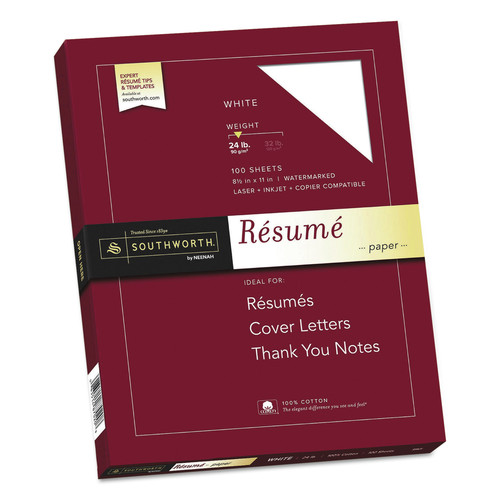 Office Jansan | Southworth R14CF 24 lbs. Bond Weight 95 Bright 100% Cotton 8.5 in. x 11 in. Resume Paper - White (100/Box) image number 0