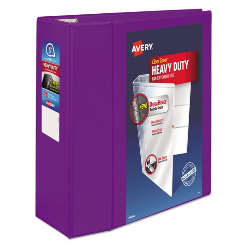  | Avery 79816 Heavy-Duty 5-in. Capacity 11 in. x 8.5 in. 3-Ring View Binder with DuraHinge and Locking One Touch EZD Rings - Purple image number 0