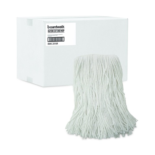 Office Jansan | Boardwalk BWK2016R #16 Cut-End Rayon Fiber Value Standard Mop Head - White (12/Carton) image number 0